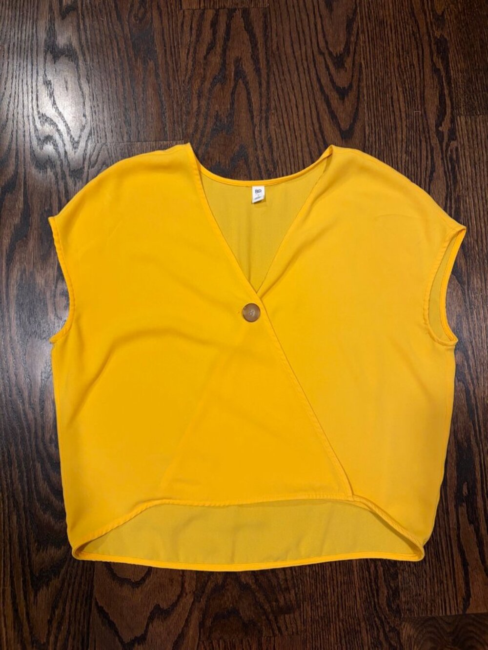 BP. Yellow Sleeveless Wrap Front Top Button Size S